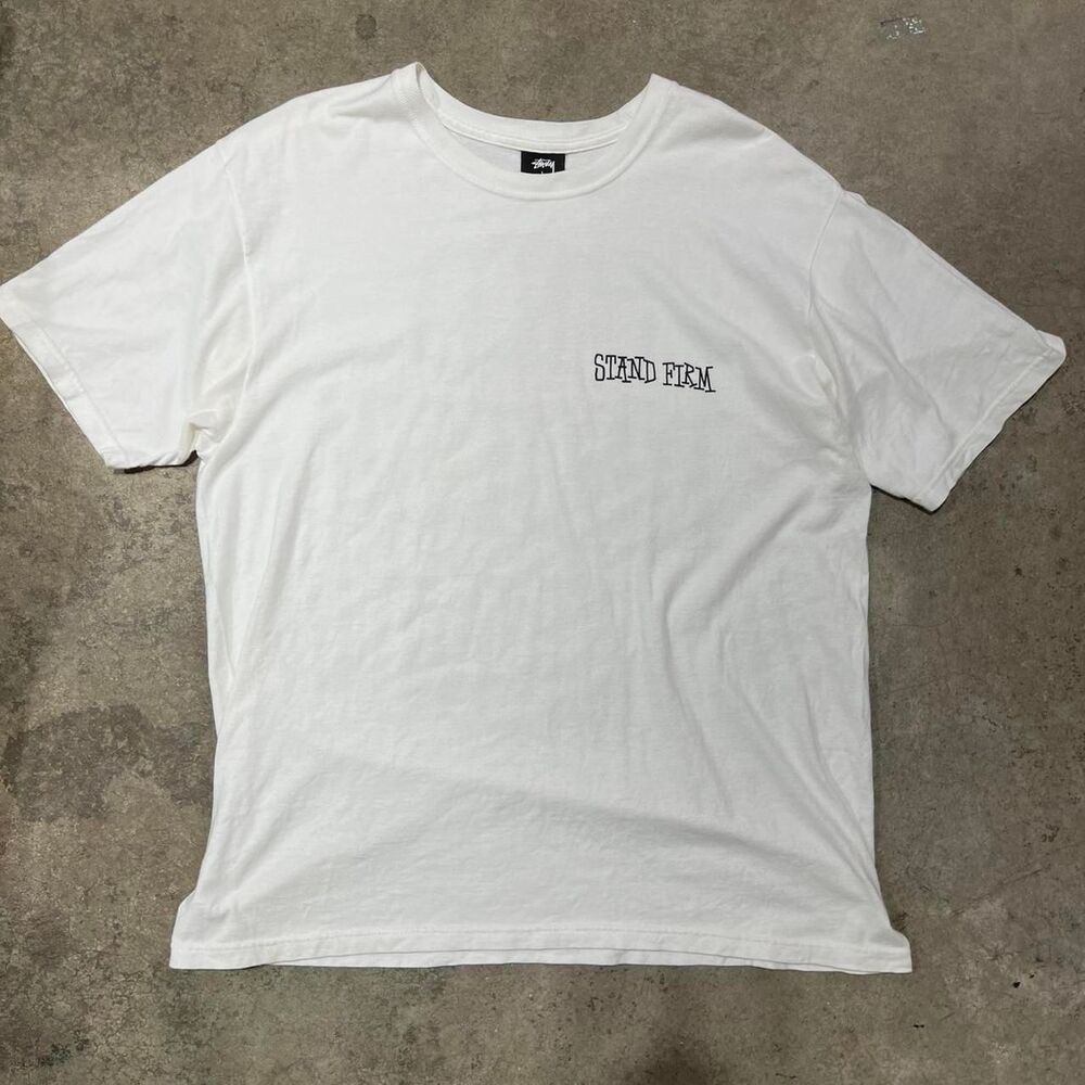 Stussy Men's White and Black T-shirt